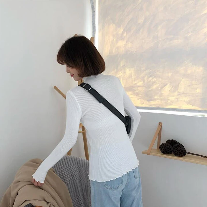 

2020 Cashmere Knitted Women Sweater Pullovers Turtleneck Autumn Winter Basic Women Sweaters Korean Style Slim Fit Black BB424