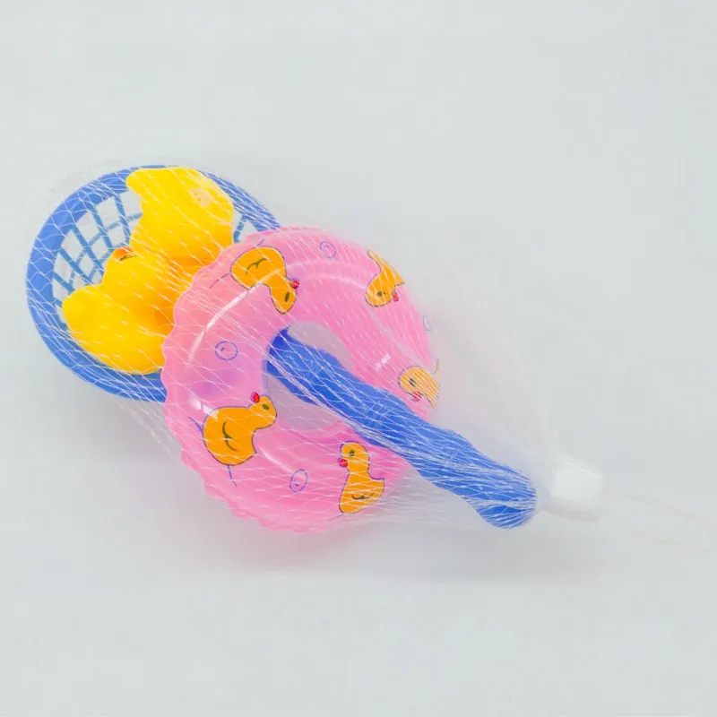 Детские моющие плавательные мини кольца резиновые желтые утки рыболовная сеть
