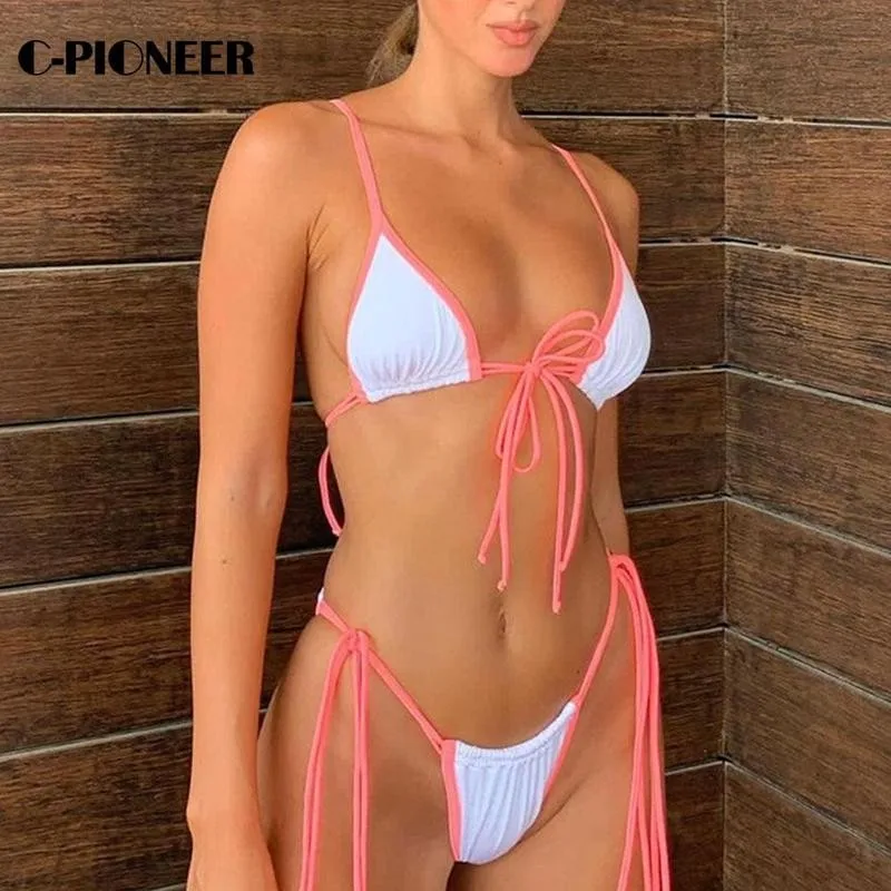 

2021 New Sexy Back Tie Bikinis Set Women Swimwear Lace Up Biquini Swimsuit Female Bathing Suit Push Up Bikini Set Beachwear