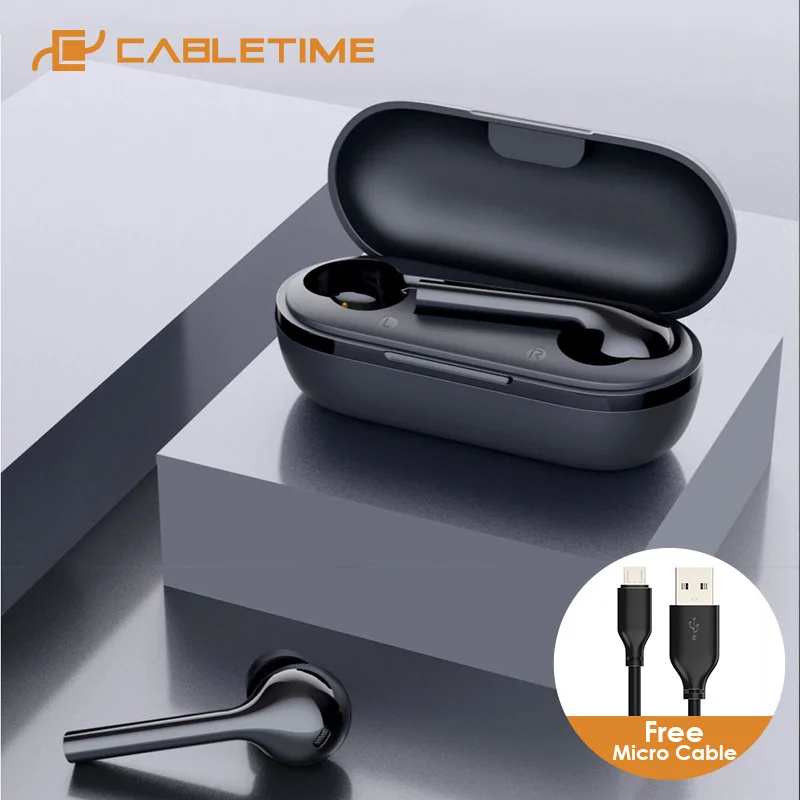Беспроводные Bluetooth-наушники CABLETIME TWS с зарядным футляром | Электроника