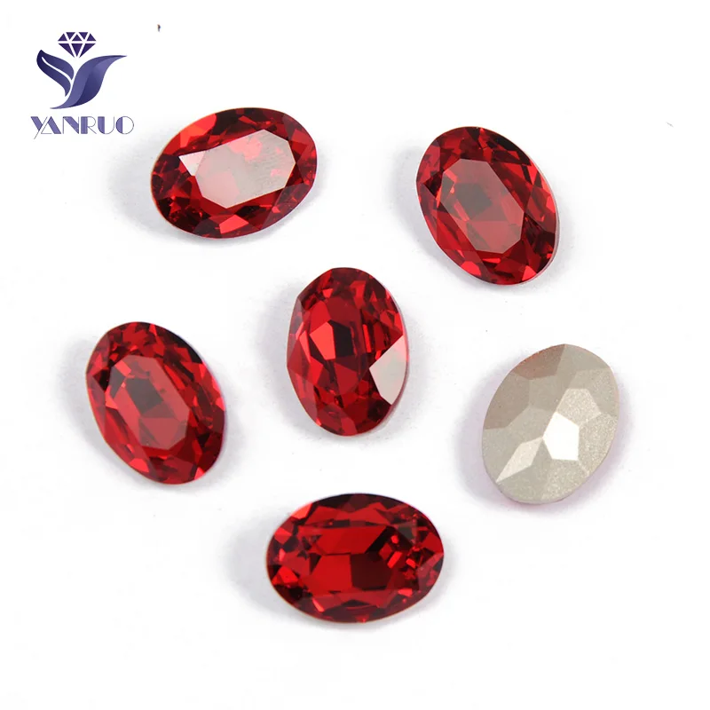 Light Siam Yanruo 4120 Овальные Стеклянные Стразы Самоцветы DIY шитье кристаллы Декоративные Камни Точка назад пришитые Стразы для украшения для одежды - Цвет: Light Siam