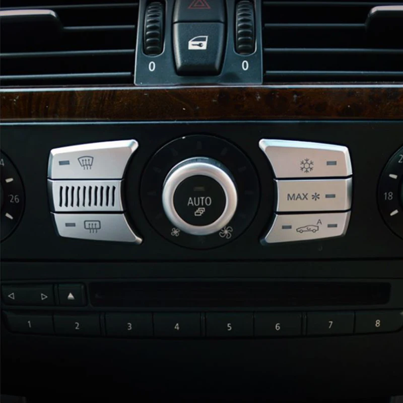 

6 шт., накладки на кнопки кондиционирования автомобиля, для BMW 5 серии E60 520li 523li 525li 530li 2004-10