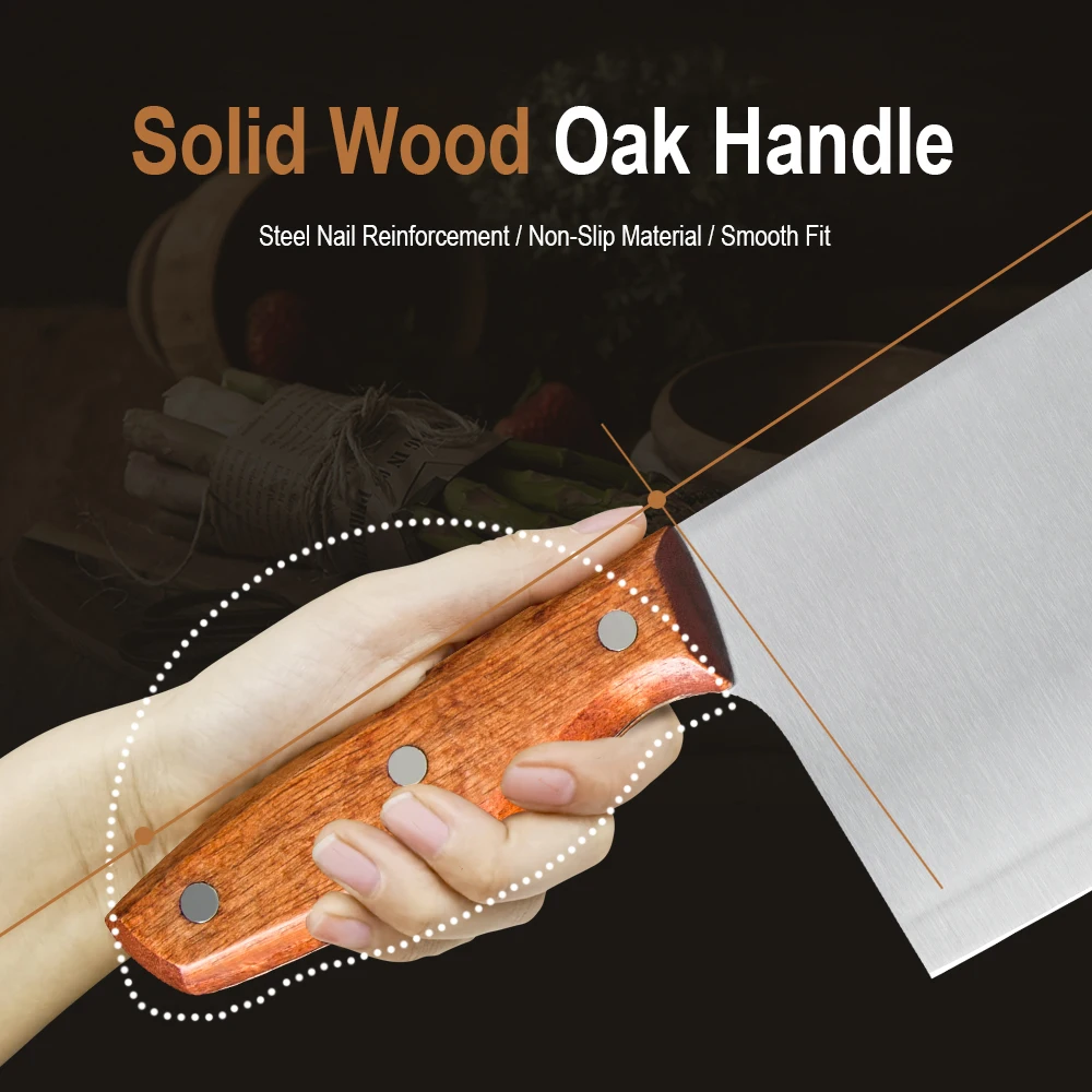 Нож XYj из нержавеющей стали в китайском стиле 8 дюймов острое лезвие деревянная