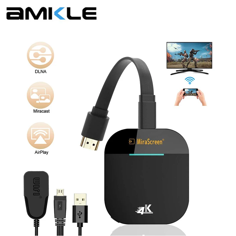 

ТВ-приемник AMKLE Mira G5 PLUS, 4K, беспроводной, HDMI-совместимый, Miracast, Airplay, Wi-Fi