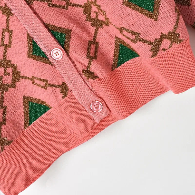 Женский однобортный Кардиган с v образным вырезом дизайнерский жаккардовый