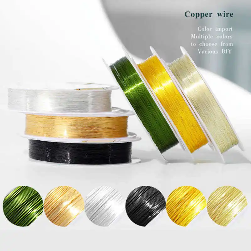 

6-ролл на расстоянии до 20 м 0,2 мм нейл-арта Медный провод гибкий неувядающий DIY Медный провод нейл-арта украшения ювелирные изделия из бисера ...