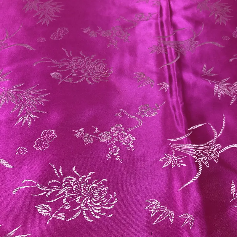 Настоящее 60% шелк и 40% хлопок жаккард розовая роза сатин винтажная ткань ханьфу
