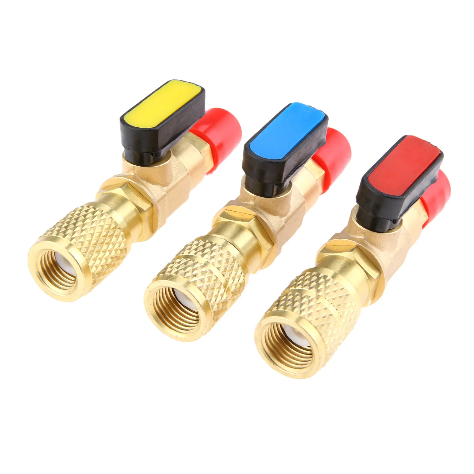 Yetaha 3 шт. прямой и ручной запорный клапан 1/4 &quotSAE Male 5/16&quot SAE Female для R22 R12 R410a