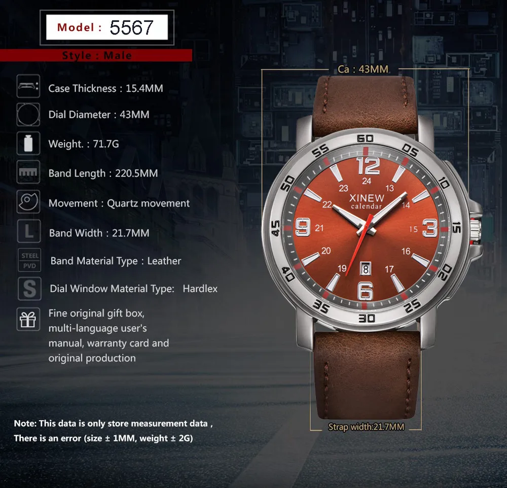

New Fashion Luxury Men Women Sports Date Waterproof Quartz Leather Stainless Steel Round Dial Casual Wrist Watch Best Gift Clock