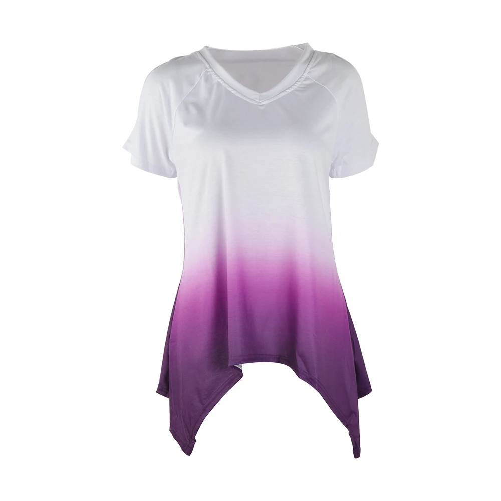 Женская футболка размера плюс с коротким рукавом асимметричные футболки и топы