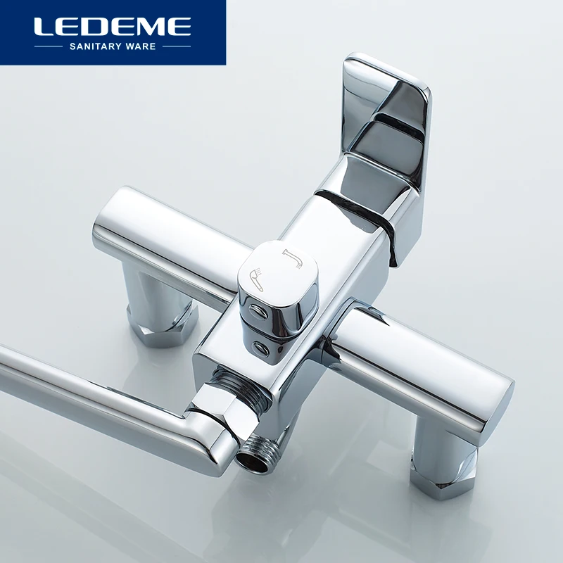 ledeme shower faucet set bathroom bathtub shower faucet bath shower tap chrome plated shower head wall mixer tap l2233 free global shipping