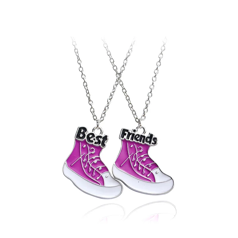 

Creativity Alloy Canvas Shoes Necklace Best Friends Letters Pendant Trendy Friendship Jewelry Gift