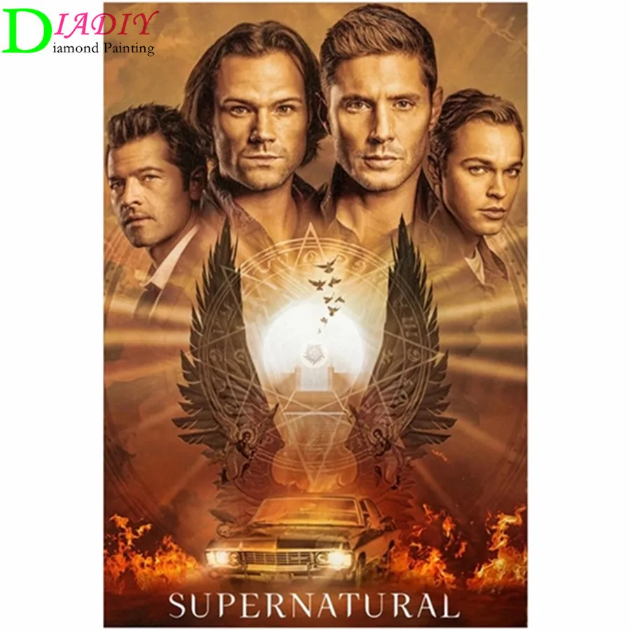 

Supernatural TV Poster Full Square Round 5D DIY Diamond Painting Diamond Mosaic Embroidery Cross Stitch Wall pictures