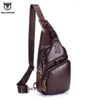 BULLCAPTAIN 2021 Leather Chest Bag Mens Casual Messenger Bag Fashion Mens Chest Bag Large Capacity Business Chest Bags