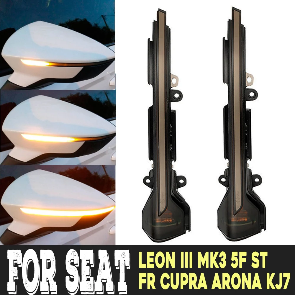 

Pair LED Dynamic Turn Signal Lights For Seat Leon III Mk3 5F ST FR Cupra Arona KJ7 Water Flowing Side Mirror Indicator