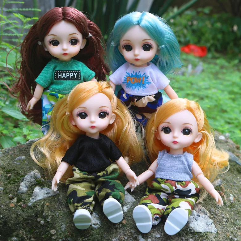 

New BJD 16cm Doll 6 Inches Fashion Doll + Clothes Set 13 Movable Joints Nude Female Body Doll Girl Dress Up New Year Gift Toy