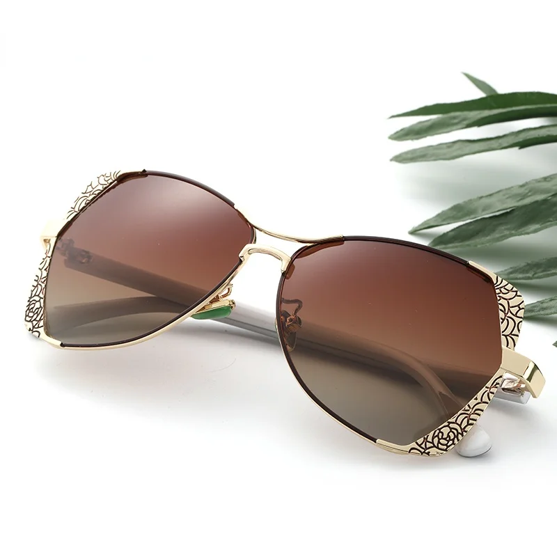 

Fashion Women Polarized Sunglasses Brand Designer Coating Lens Driving Glasses Metal Frame Ladies Shades