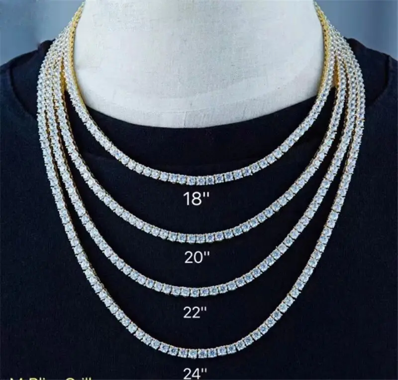 

Iced Tennis Chain Men Chunky Necklace Cubic Zircon Miami Cuban Link ChainJewelry