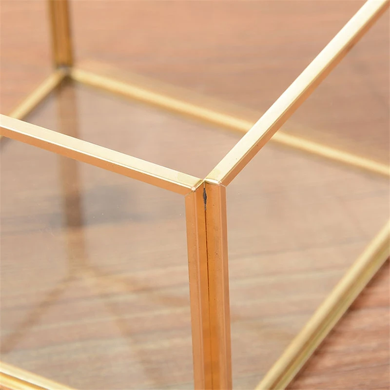 

2 Pcs Geometric Glass Jewelry Box Glass Ring Box Exquisite Unique Wedding Jewelry Box, Square & Flip Love Heart Shaped
