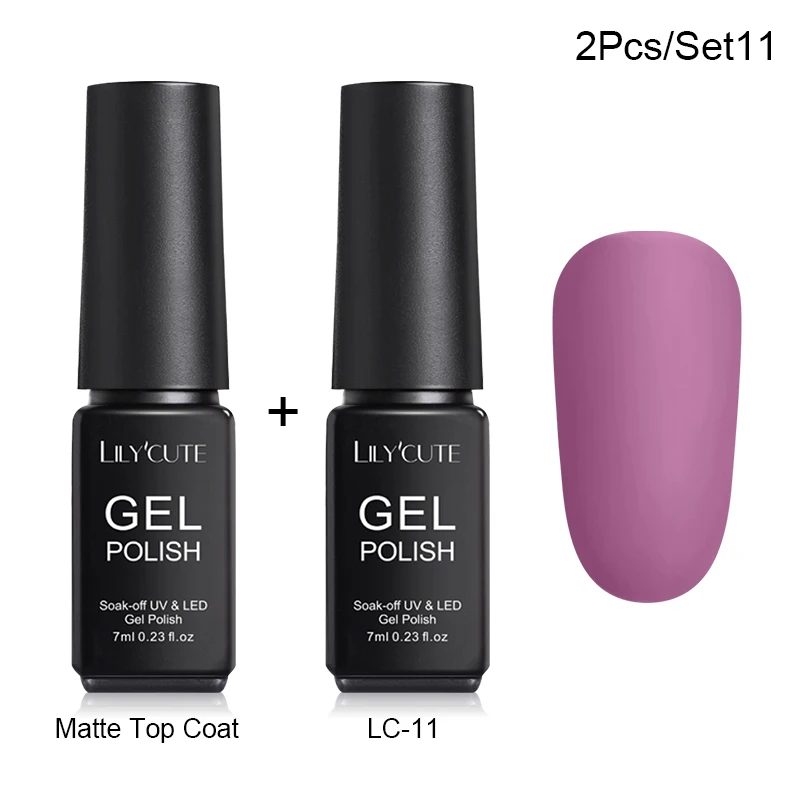 2 Pcs 11 LILYCUTE Матовый УФ-гель для ногтей матовый верхний слой цвет УФ гель для ногтей лак Гибридный впитывающий гель лак маникюрный гель лак - Цвет: 2 Pcs 11