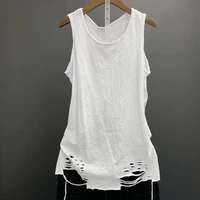 cotton solid women tank tops 2021 summer new o neck hole loose casual all match female pulls tops tees