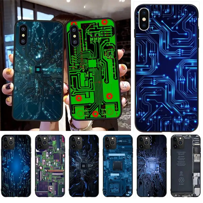 

PENGHUWAN Magical circuit board DIY Luxury Phone Case for iPhone 11 pro XS MAX 8 7 6 6S Plus X 5S SE XR case