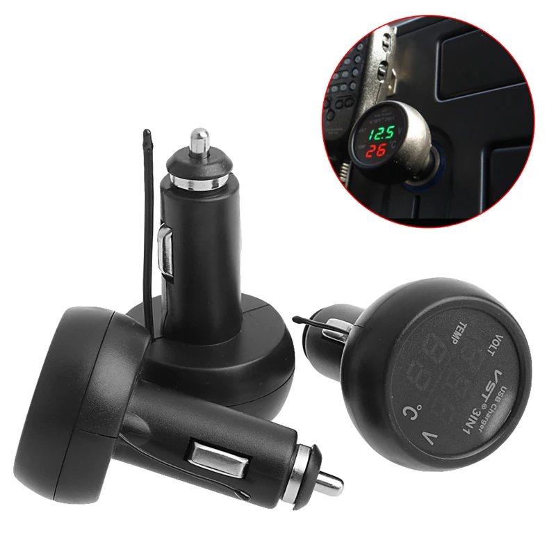 3in1 Auto Digital LED Thermometer USB Car Charger Cigarette Voltmeter Meter 12V/24V | Автомобили и мотоциклы