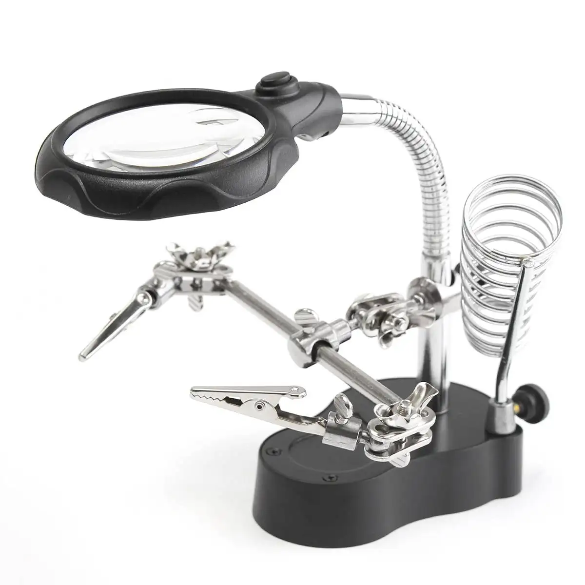 

Helping Hand Third Hand Welding Magnifying Glass LED Light 3.5X 12X lens Clip loupe Desktop Magnifier Soldering Tools