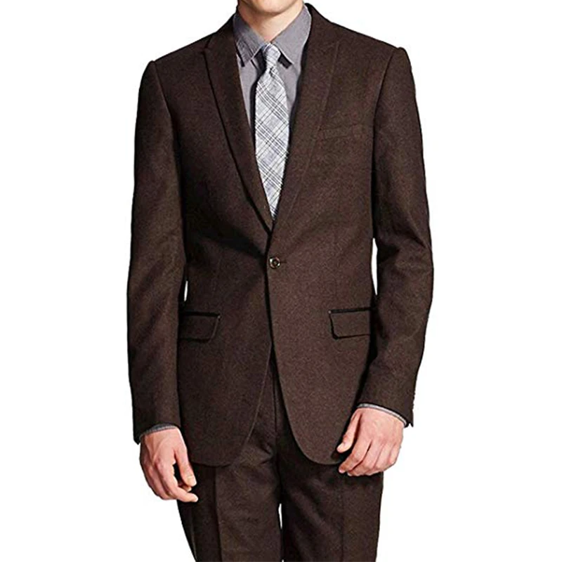 Brown Tweed Mans Suits For Wedding Tuxedos Groom Wear Wedding Suits ...