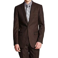 brown tweed mans suits for wedding tuxedos groom wear wedding suits prom dresses party suit business suit 2piecejacketpants