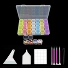 Набор инструментов для алмазной живописи, 28 ячеек, пластиковый ящик для хранения и набор инструментов 40 в одном для алмазной живописи, аксессуары для вышивки