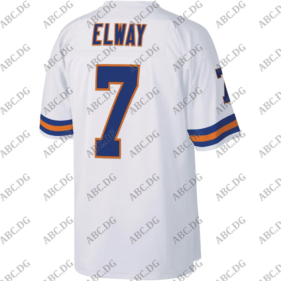 

Customized Stitch Men Women Kid Youth Denver John Elway Mitchell & Ness White Legacy Replica Jersey 4XL 5XL 6XL