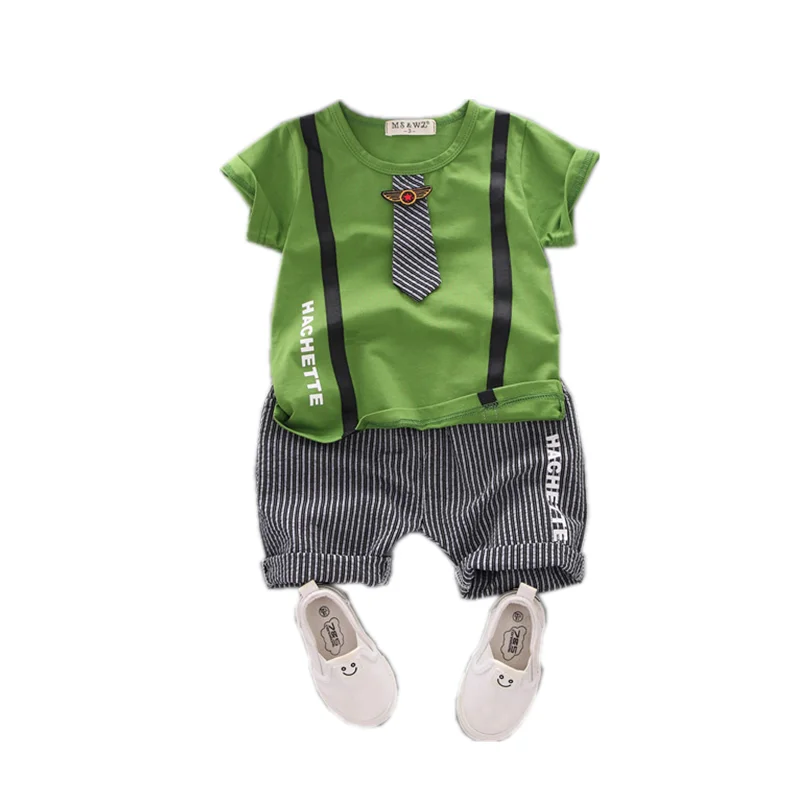 

New Summer Baby Boy Clothing Children Fashion T Shirt Striped Shorts 2Pcs/set Toddler Casual Cotton Clothes Suit Kids Tracksuits