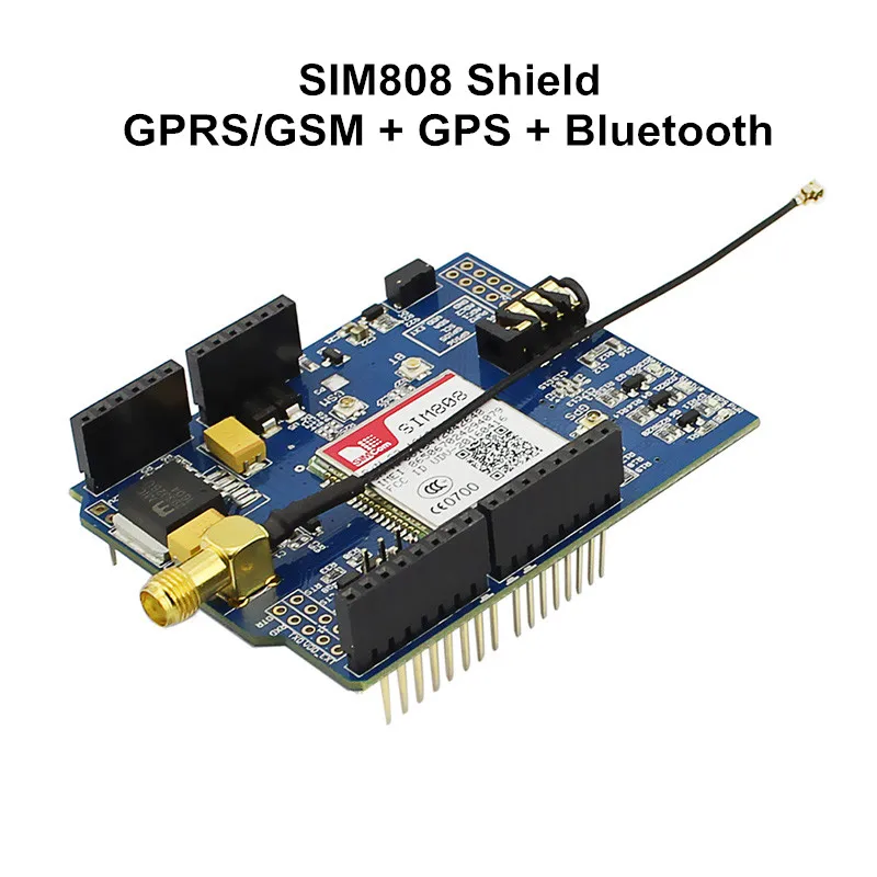 

Elecrow SIM808 Bluetooth GSM GPS Shield for Arduino SIMCOM Quad-Band Sim808 GSM/GPS/BT Module 3 in 1 Developed Board 3 Antennas