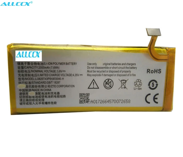 

ALLCCX battery mobile battery Li3820T43P6h903546-H for ZTE Q505T N9130 Vital SPEED with good quality and best price