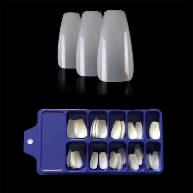 В коробке 100 шт. полукончики прозрачные накладные ногти французский акриловый ABS