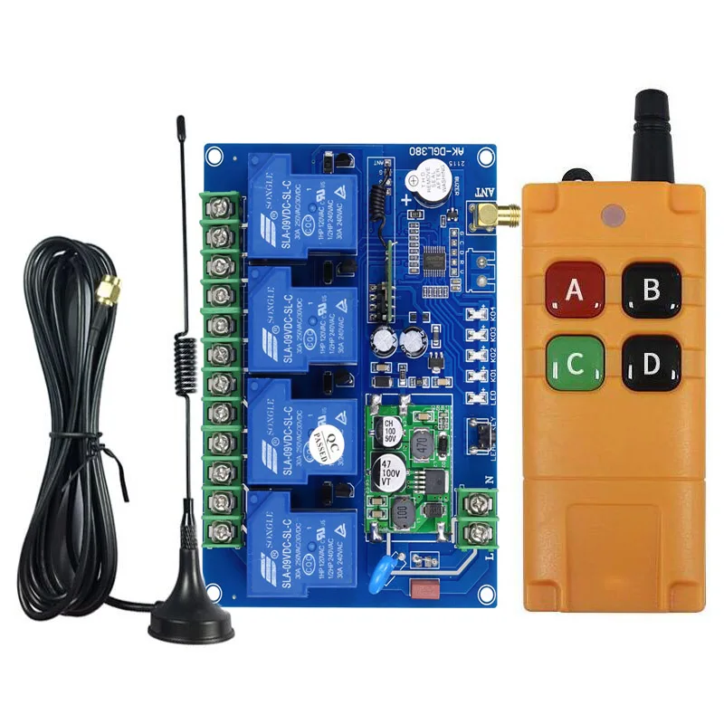 

DC12V 24V 36V 48V 30A Relay RF Wireless Remote Control Switch Receiver Transmitter 1000m Suction Antenna For LED Light or Motor