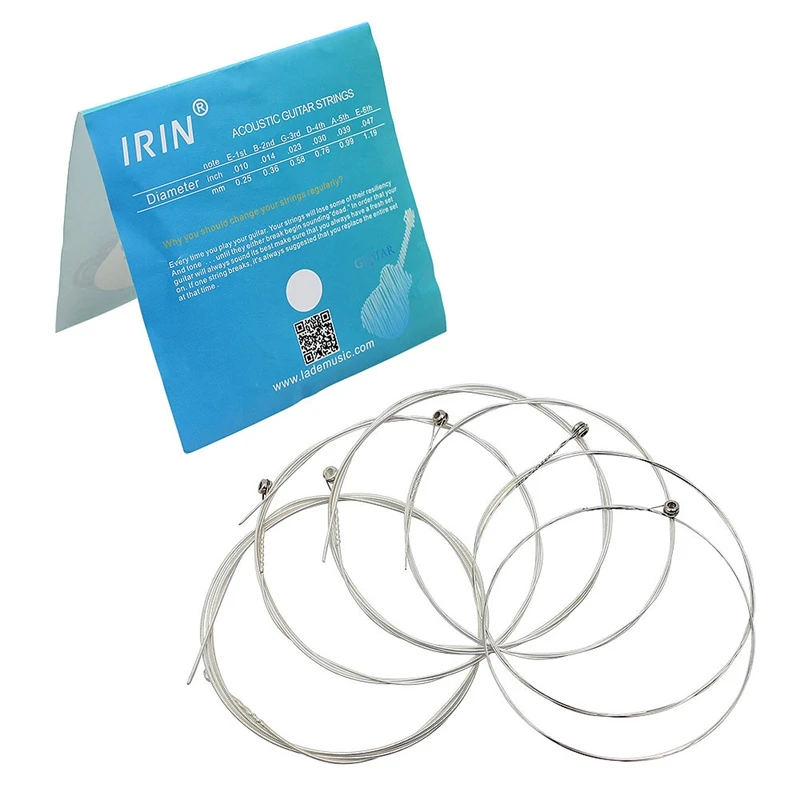 IRIN A104 Acoustic Guitar Strings 6Pcs/Set Copper Alloy Silver Plated String Parts Replacement 0.010-0.047 | Спорт и развлечения