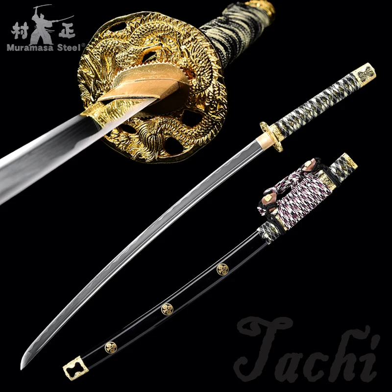 

Мечи ручной работы Tachi, настоящая сталь, полностью острые готовые мечи Tang-металлические мечи-41 дюйм Φ-японские Tachi Katanas-украшение