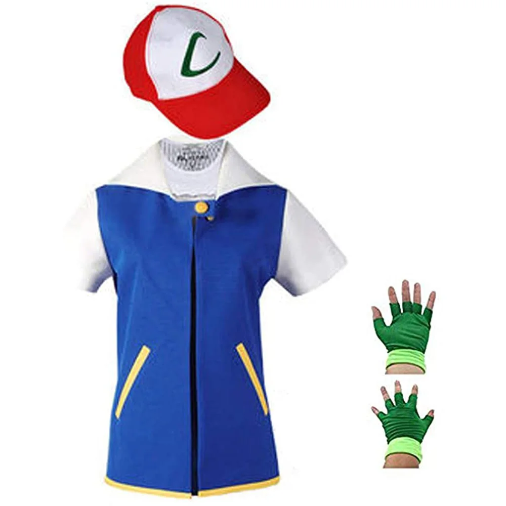 Костюм для косплея женщины и мужчины Pokemon Ash Ketchum из аниме синяя куртка головной