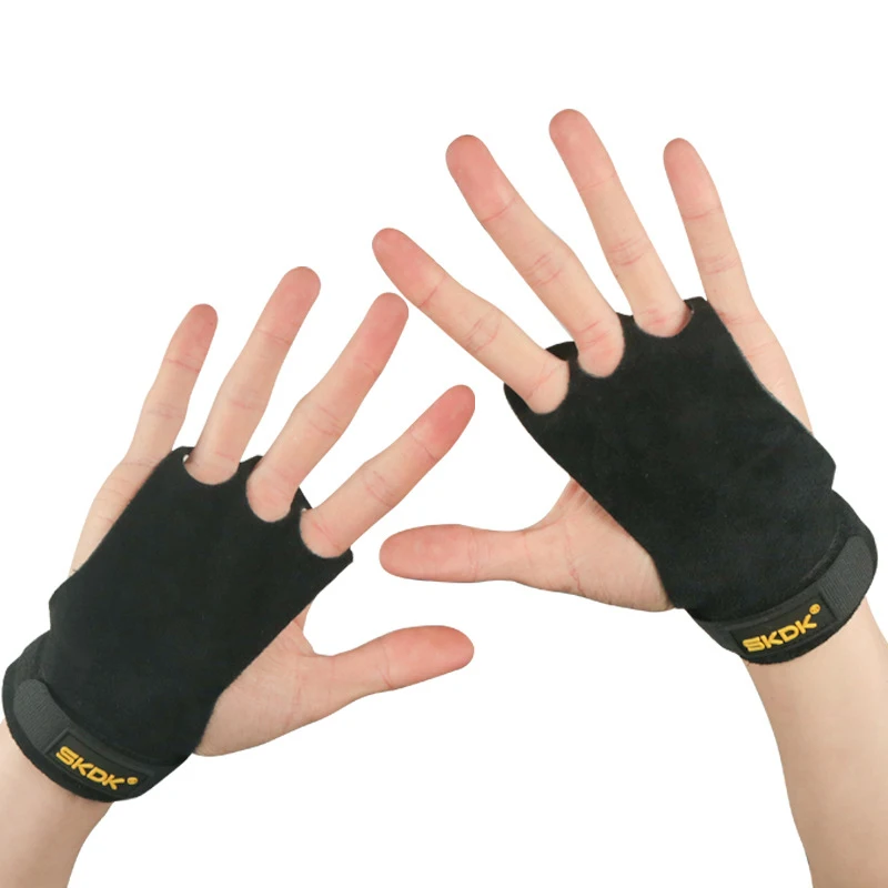 1 пара тренировочных перчаток для тяжелой атлетики из воловьей кожи женщин и