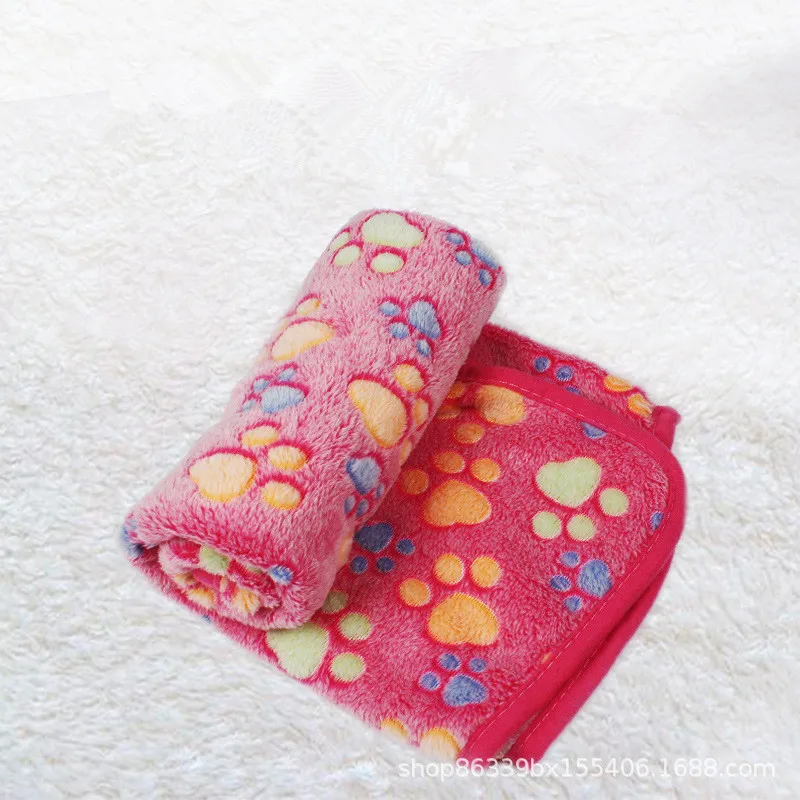 Pet Soft Blanket Winter Dog Cat Bed Mat Foot Print Warm Sleeping Mattress Small Medium Dogs Cats Coral Fleece Supplies|Дома конуры и
