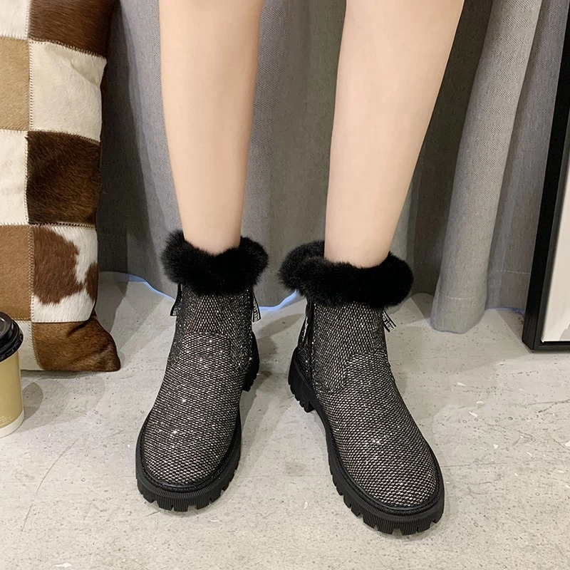 

Женские ботинки с круглым носком, зимняя обувь, Роскошные Дизайнерские ботильоны на резиновой подошве в стиле «Лолита», Осень-зима 2021