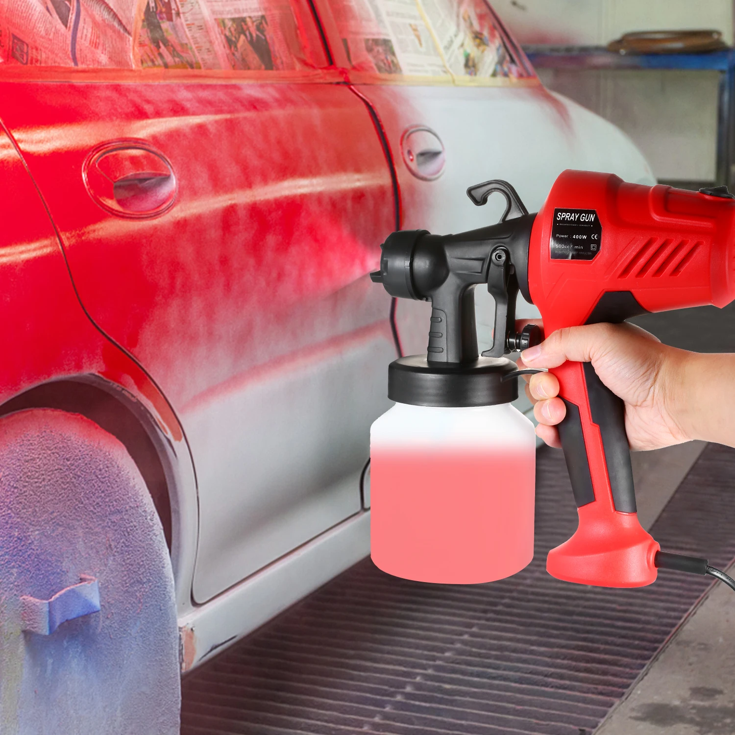 

Electric Paint Sprayer Removable High-pressure Paint Spray Gun Adjustable Air and Paint Flow Control UK Plug