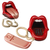 novelty tongue stretching sexy lips mouth corded phone telephone with led indicator audio pulse dial mini landline telephone