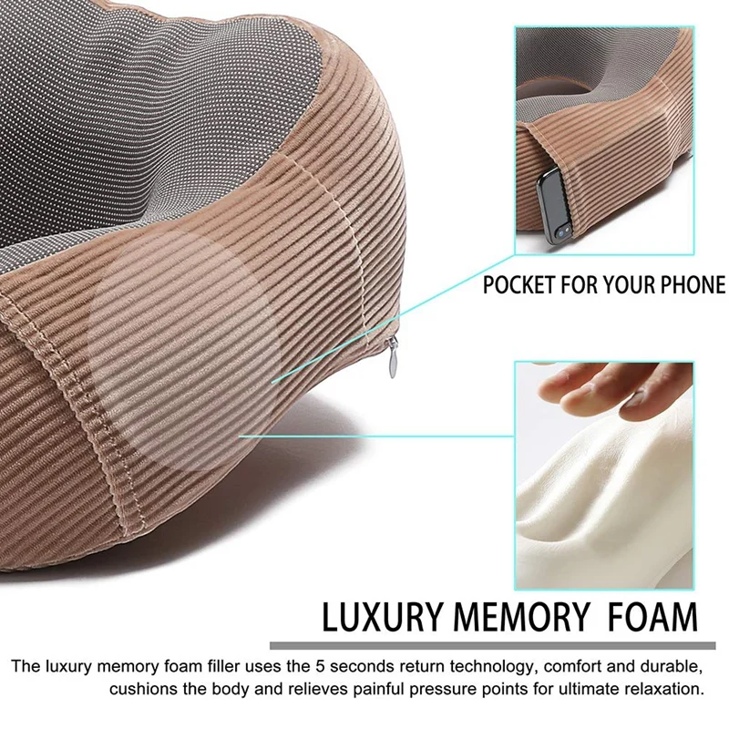 Лучший коричневая дорожная подушка из пены с эффектом памяти 360 градусов головка