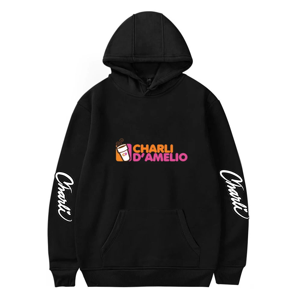 

Уличная одежда для мужчин и женщин Charli Damelio Merch толстовки свитшоты ледяной кофе брызги для мальчиков/девочек унисекс костюм win женская одежд...