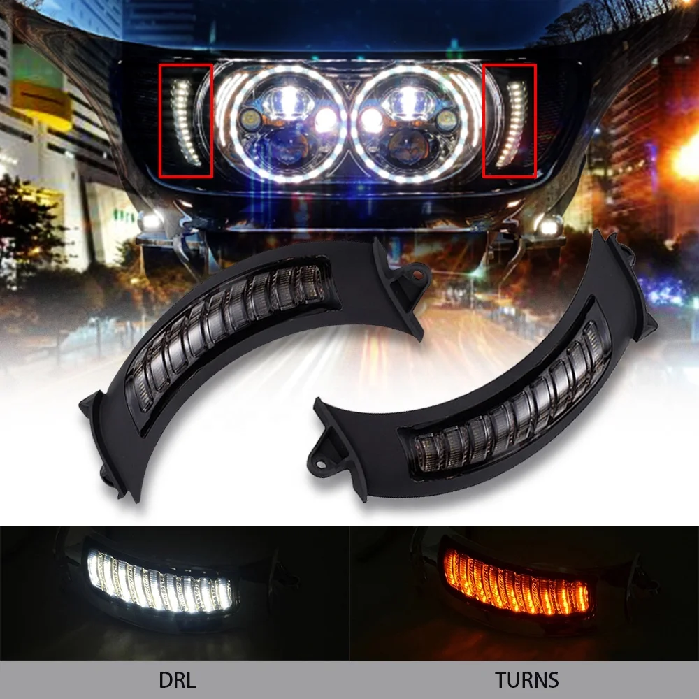 

Front LED Turn Signal Light with White DRL LED Turn Signal Lights Lamps For 2015-2020 Road Glide Motorcycle