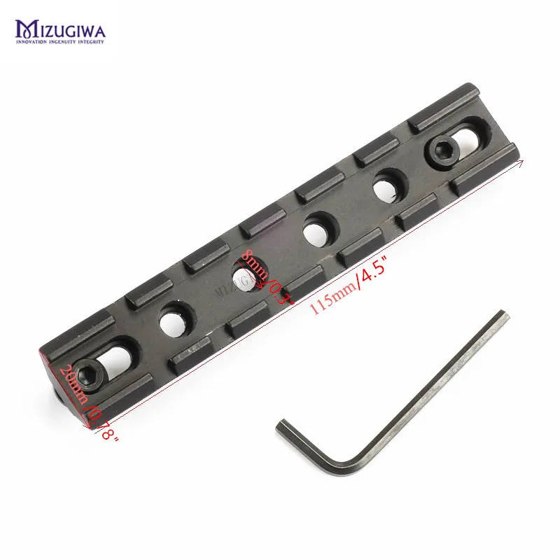 

MIZUGIWA Tactical 4.5" Military Picatinny RIS 20mm Standard Adapter Weaver Rail Mount Base Plane Bottom Pistol Airsoft Hunting