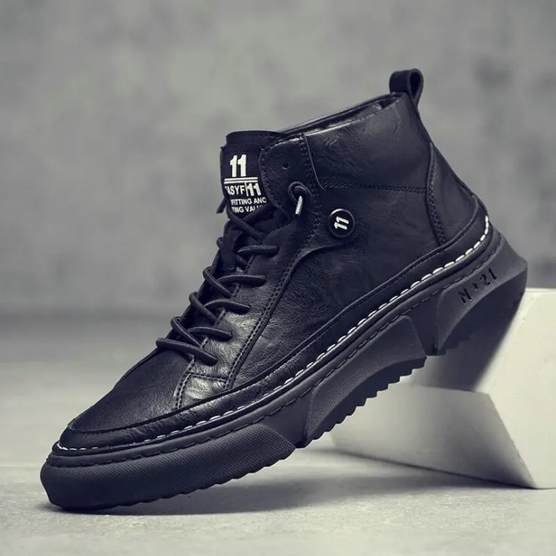 

Кроссовки мужские высокие, Уличная Повседневная Удобная обувь для ходьбы, тренировочные кеды, черные белые